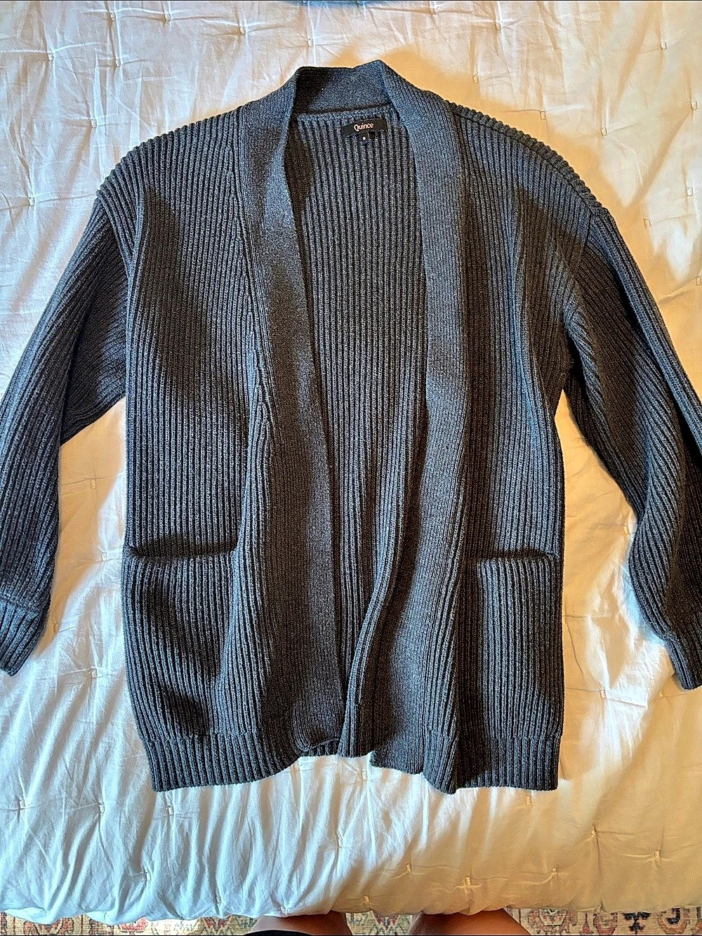 Quince 100% Organic Cotton Oversized Cardigan Black Small